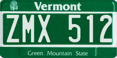 VT license plate ZMX512