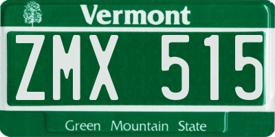 VT license plate ZMX515