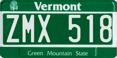 VT license plate ZMX518