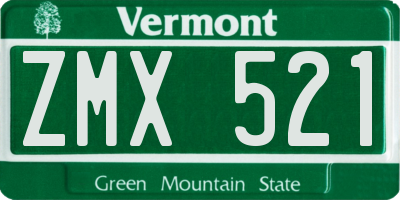 VT license plate ZMX521