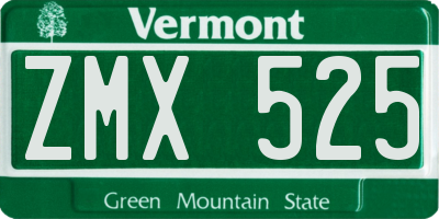 VT license plate ZMX525