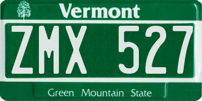 VT license plate ZMX527