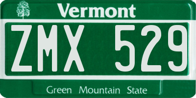 VT license plate ZMX529
