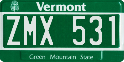 VT license plate ZMX531