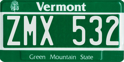 VT license plate ZMX532