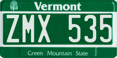 VT license plate ZMX535