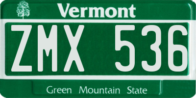 VT license plate ZMX536