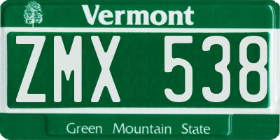 VT license plate ZMX538