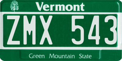 VT license plate ZMX543