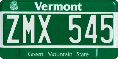 VT license plate ZMX545