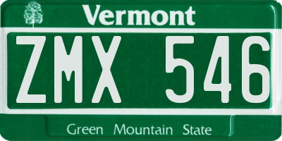 VT license plate ZMX546
