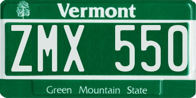 VT license plate ZMX550
