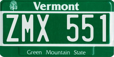 VT license plate ZMX551