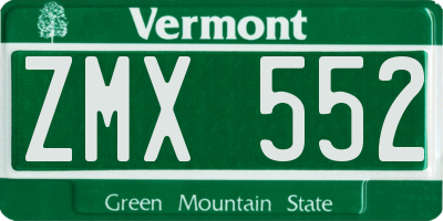 VT license plate ZMX552