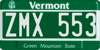 VT license plate ZMX553