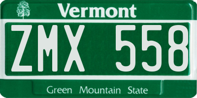 VT license plate ZMX558