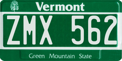 VT license plate ZMX562
