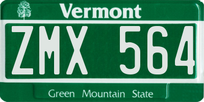 VT license plate ZMX564