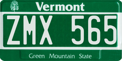 VT license plate ZMX565