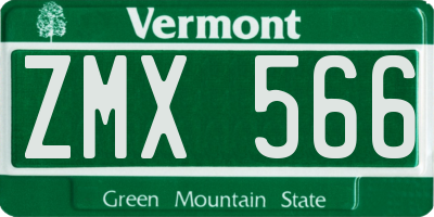 VT license plate ZMX566