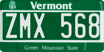 VT license plate ZMX568