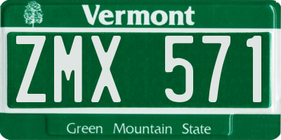 VT license plate ZMX571