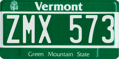 VT license plate ZMX573