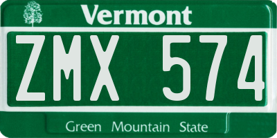 VT license plate ZMX574