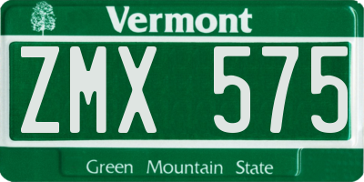 VT license plate ZMX575