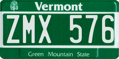 VT license plate ZMX576