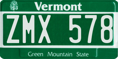 VT license plate ZMX578