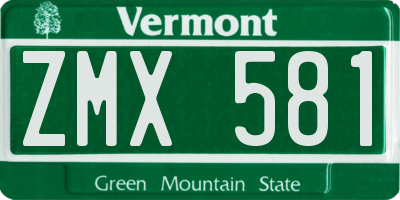 VT license plate ZMX581