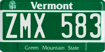 VT license plate ZMX583