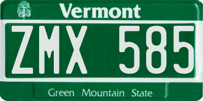 VT license plate ZMX585