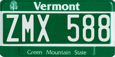 VT license plate ZMX588