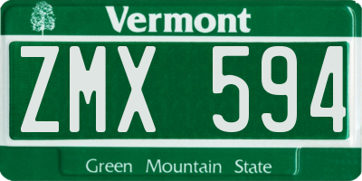 VT license plate ZMX594