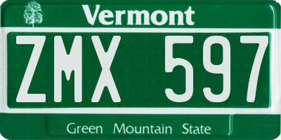 VT license plate ZMX597