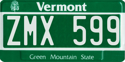 VT license plate ZMX599