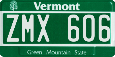 VT license plate ZMX606