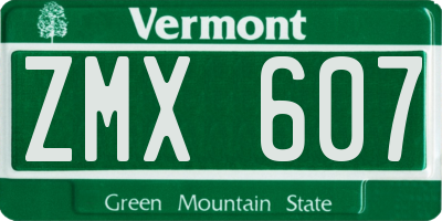 VT license plate ZMX607