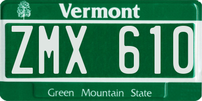 VT license plate ZMX610