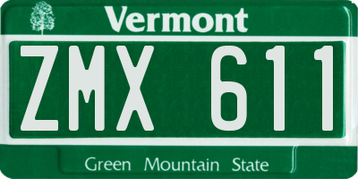VT license plate ZMX611