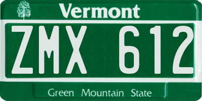 VT license plate ZMX612
