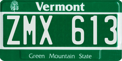 VT license plate ZMX613