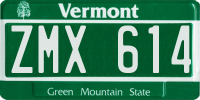 VT license plate ZMX614