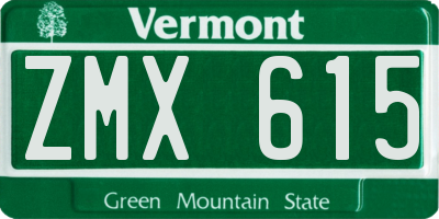 VT license plate ZMX615