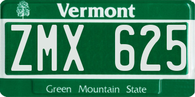 VT license plate ZMX625