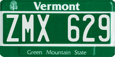 VT license plate ZMX629