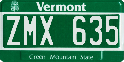 VT license plate ZMX635