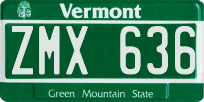 VT license plate ZMX636